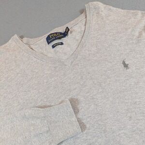 Polo Ralph Lauren V-Neck Sweater Mens Large Pima Long Sleeve Pony Logo